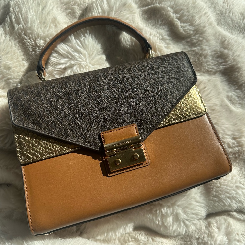 Michael Kors Sloan Brown and Gold Top Handle Handbag